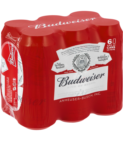 Budweiser Lager Beer 500ml x6