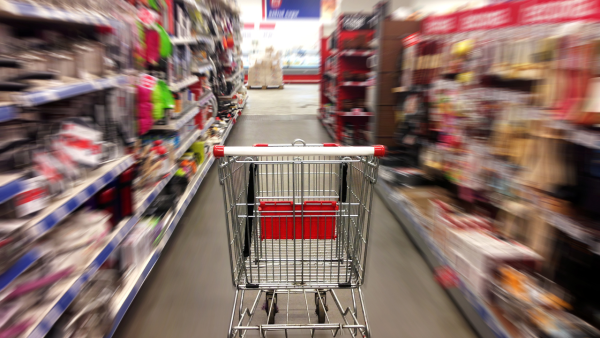cart moving through supermarket