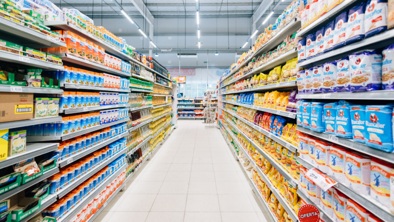 wide shot of supermarket