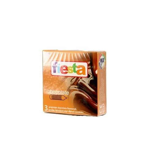 Fiesta Chocolate Flavoured, Coloured and Ribbed Premium Condoms 3'S (1pcs)