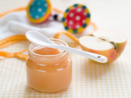 baby food jar and spoon