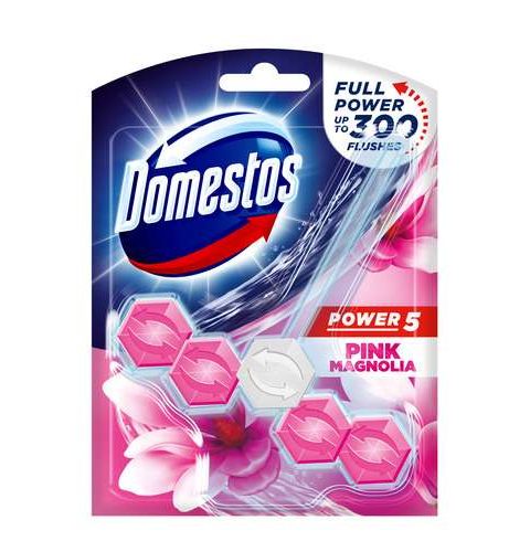 Domestos 5in1 Power Pink Magnolia Toilet Block (55g)