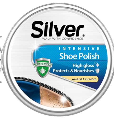 Silver Shoe Polish Black Tin (50ml)